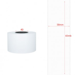 Etykiety linerless termiczne 58x65 mb 40mm