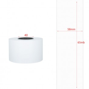 Etykiety termiczne linerless 58mm x 65mb 40mm białe