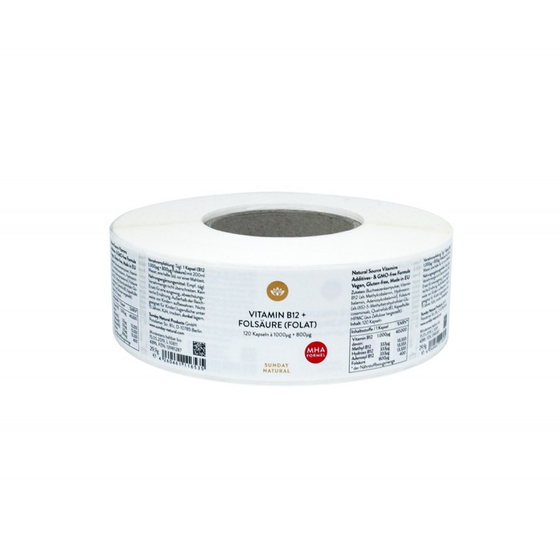 Etykiety samoprzylepne zadrukowane w CMYK 50x50mm półbłysk