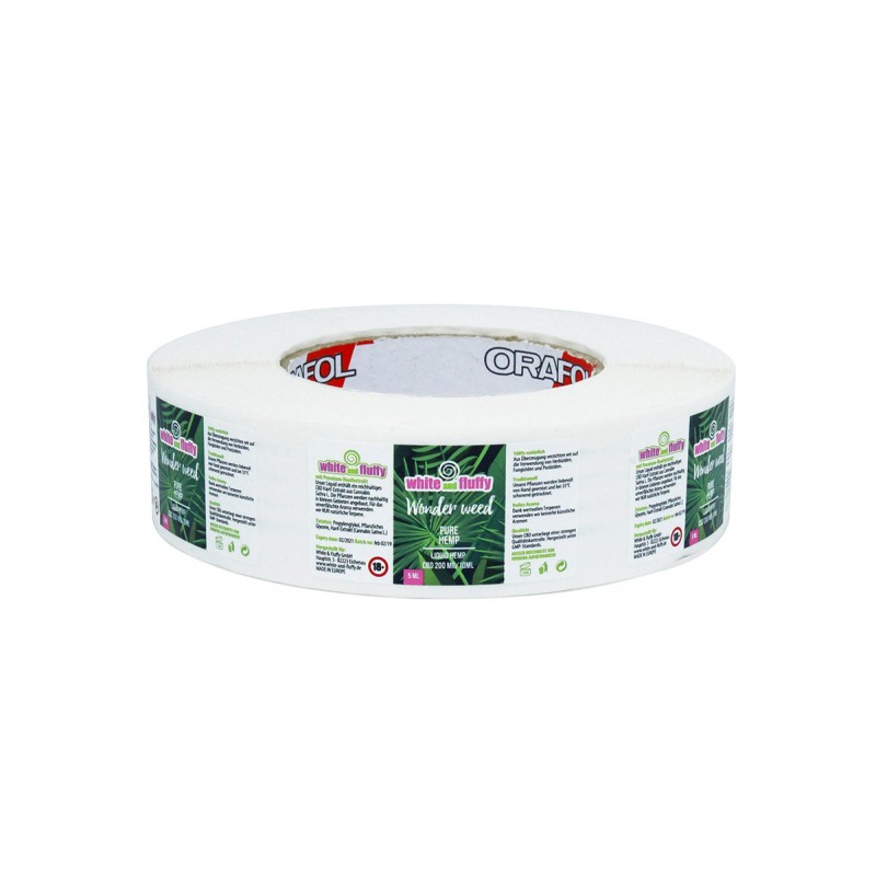 Etykiety samoprzylepne zadrukowane w CMYK 50x50mm półbłysk