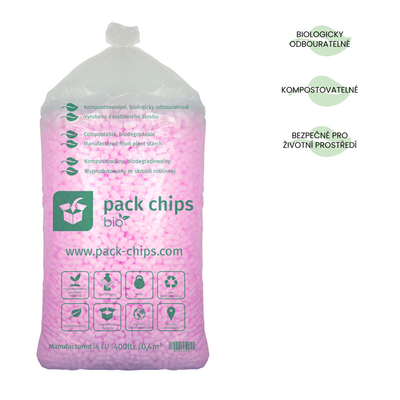 Wypełniacz eko skrobiowy Pack Chips Bio 400l różowy
