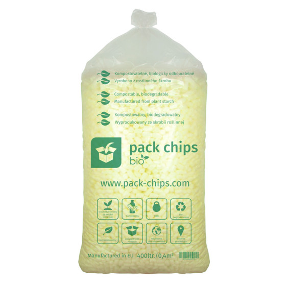 Wypełniacz eko skrobiowy Pack Chips Bio 400l żółty Wypełniacz eko skrobiowy Pack Chips Bio 400l żółty