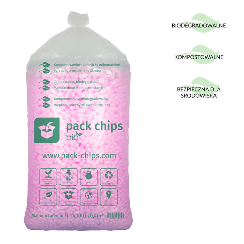 Wypełniacz eko skrobiowy Aroma Pack Chips Bio różowy 400l o Zapachu Róży