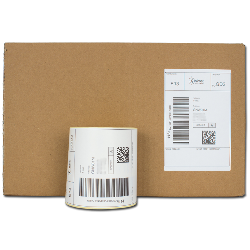 Etykiety termotransferowe 100x150mm 500szt 40mm białe PERFORACJA