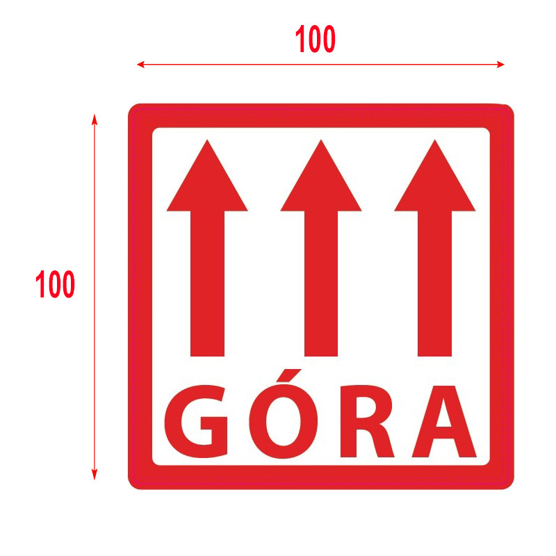 "Góra" Etykieta ostrzegawcza 100x100mm 500szt 40mm