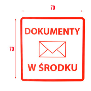 "Dokumenty w środku" Etykieta ostrzegawcza 70x70mm 1000szt 40mm