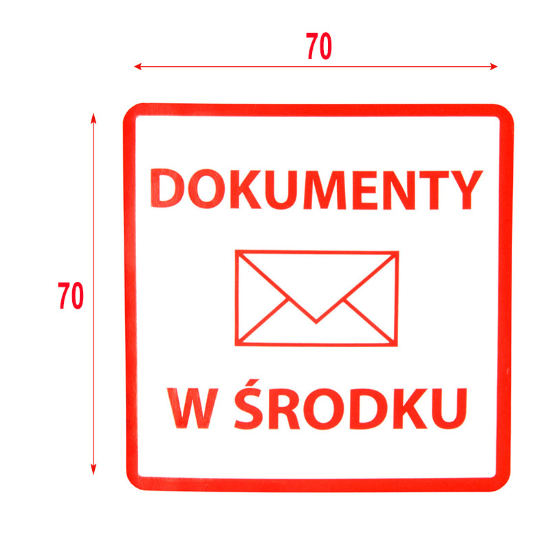 "Dokumenty w środku" Etykieta ostrzegawcza 70x70mm 1000szt 40mm