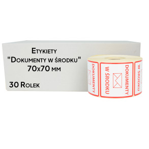 Etykiety "dokumenty w środku" 70x70mm 30 Rolek po 1000szt 40mm