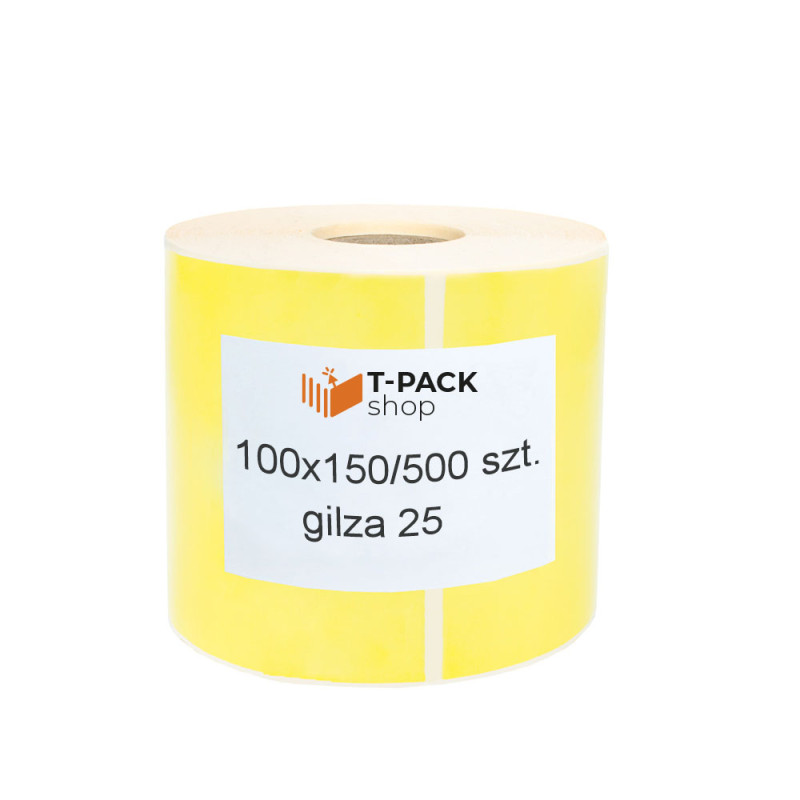 Etykiety termiczne 100x150mm 500szt 25mm żółte