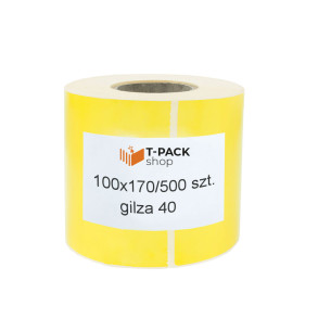 Etykiety termiczne 100x170mm 500szt 40mm żółte