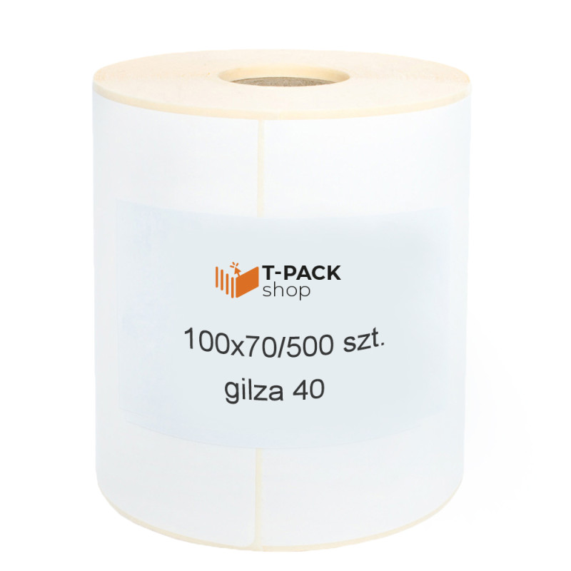 Etykiety termiczne 100x70mm 500szt 40mm białe