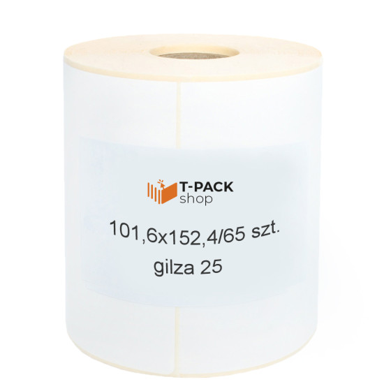 Etykiety termiczne 101,6x152,4mm 65szt 25mm białe