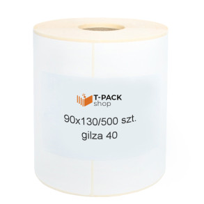 Etykiety termiczne 90x130mm 500szt 40mm białe