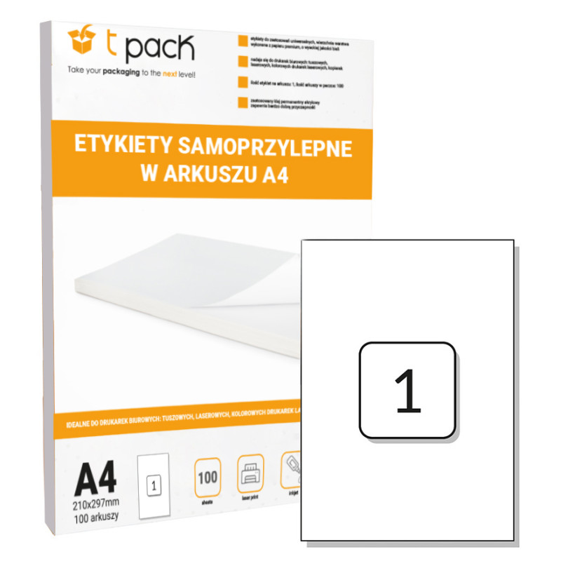 Etykiety samoprzylepne A4 TNT 210x297mm 100 sztuk