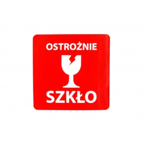 Etykiety "ostrożnie szkło" 70x70mm 100szt 25mm