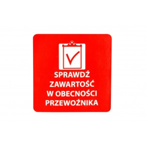 Etykiety "sprawdź zawartość..." 70x70mm 100szt 25mm