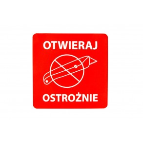 Etykiety "otwieraj ostrożnie" 70x70mm 100szt 25mm