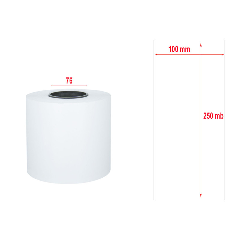 Etykiety linerless termiczne 100 x 250mb 76mm