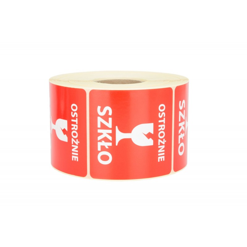 "Ostrożnie szkło" Etykieta ostrzegawcza 50x50mm 1000szt 40mm