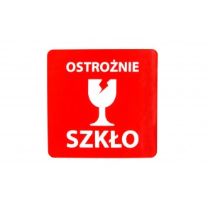 "Ostrożnie szkło" Etykieta ostrzegawcza 50x50mm 1000szt 40mm