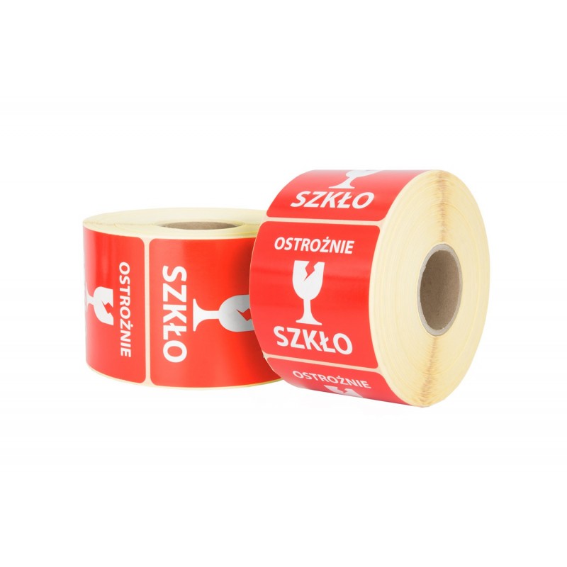 "Ostrożnie szkło" Etykieta ostrzegawcza 50x50mm 1000szt 40mm