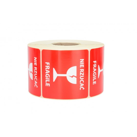 "Nie rzucać fragile!" Etykieta ostrzegawcza 50x50mm 1000szt 40mm "Nie rzucać fragile!" Etykieta ostrzegawcza 50x50mm 1000szt 40mm
