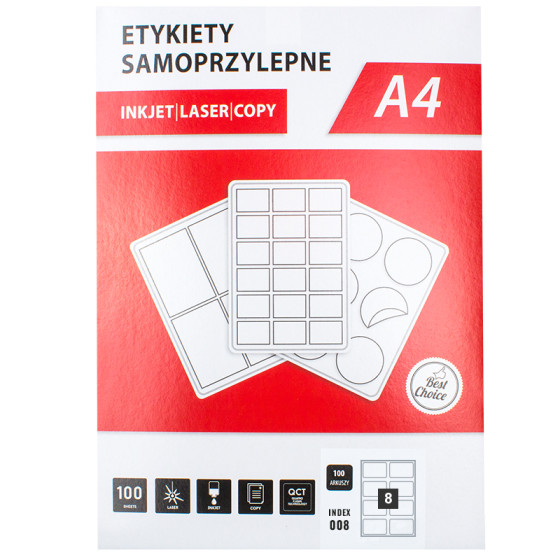 Etykiety A4 99,1×67,7 mm – 800 szt. | 8 na arkuszu