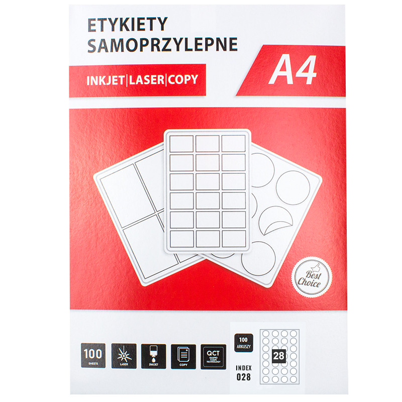 Etykieta Okrągła w arkuszu A4, Ø 40 mm 2800szt