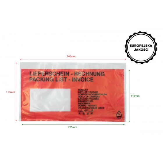 Przylgi kurierskie „invoice” faktura LD 240x115mm 1000szt Przylgi kurierskie „invoice” faktura LD 240x115mm 1000szt