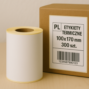 Etykiety termiczne 100x170mm 300szt 40mm białe PERFORACJA