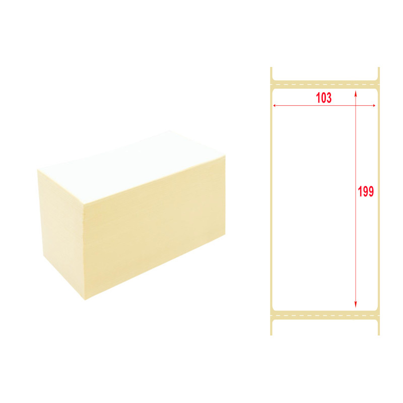 Etykiety termiczne 103x199mm 1000szt leporello białe