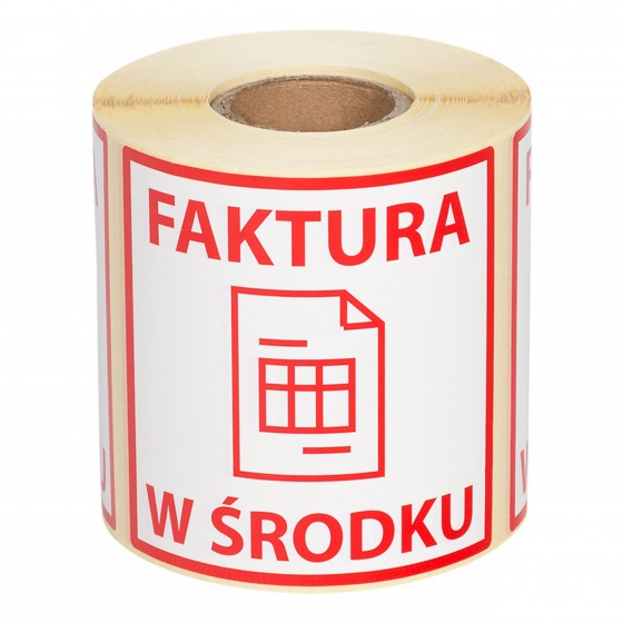 "Faktura w środku" Etykieta ostrzegawcza 100x100mm 500szt 40mm "Faktura w środku" Etykieta ostrzegawcza 100x100mm 500szt 40mm