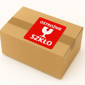 "Ostrożnie szkło" Etykieta ostrzegawcza 70x70mm 1000szt 40mm
