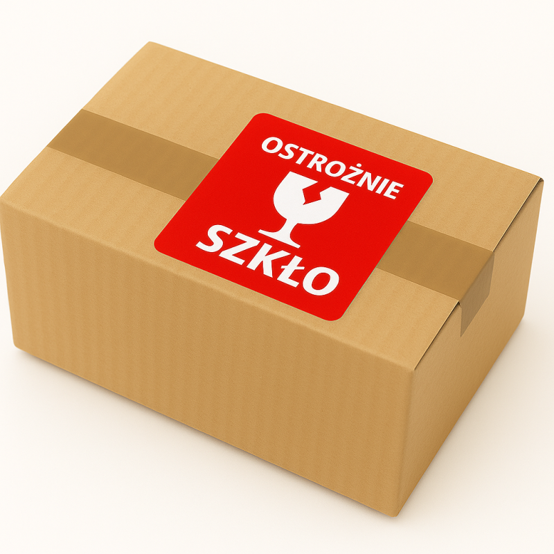 "Ostrożnie szkło" Etykieta ostrzegawcza 70x70mm 1000szt 40mm