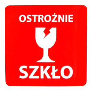 "Ostrożnie szkło" Etykieta ostrzegawcza 70x70mm 1000szt 40mm