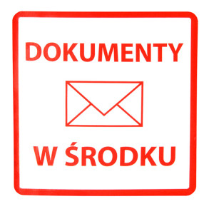 "Dokumenty w środku" Etykieta ostrzegawcza 70x70mm 1000szt 40mm