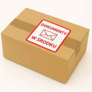 "Dokumenty w środku" Etykieta ostrzegawcza 70x70mm 1000szt 40mm