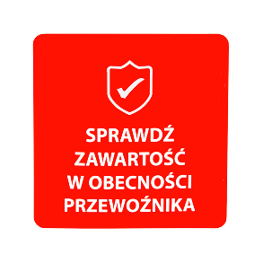 "Sprawdź zawartość" Etykieta ostrzegawcza 100x100mm 500szt 40mm