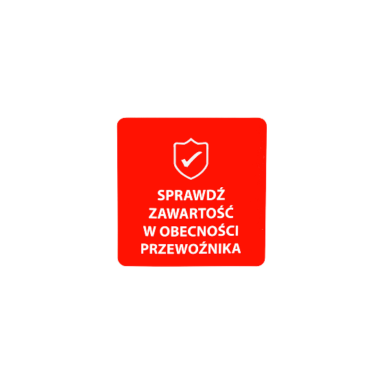 "Sprawdź zawartość" Etykieta ostrzegawcza 100x100mm 500szt 40mm "Sprawdź zawartość" Etykieta ostrzegawcza 100x100mm 500szt 40mm