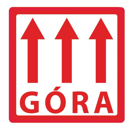"Góra" Etykieta ostrzegawcza 100x100mm 500szt 40mm "Góra" Etykieta ostrzegawcza 100x100mm 500szt 40mm