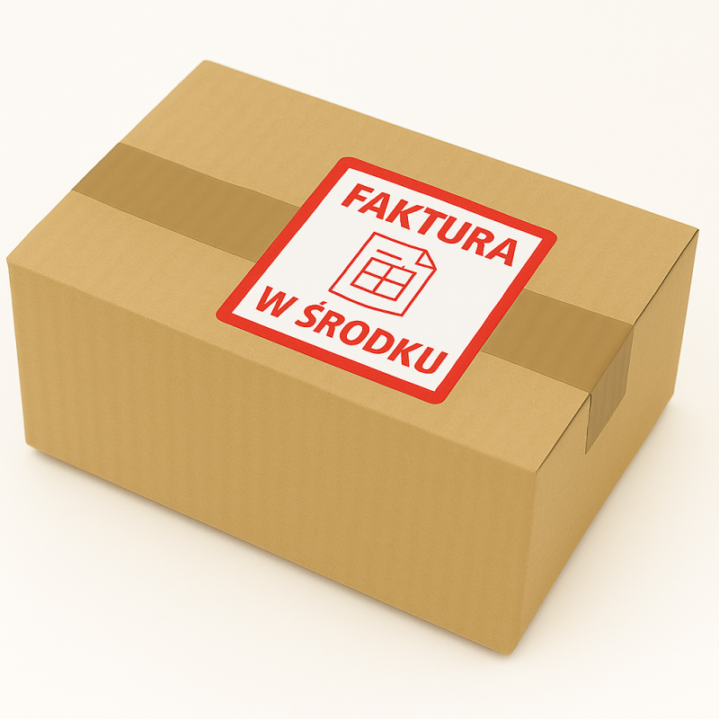 "Faktura w środku" Etykieta ostrzegawcza 100x100mm 500szt 40mm