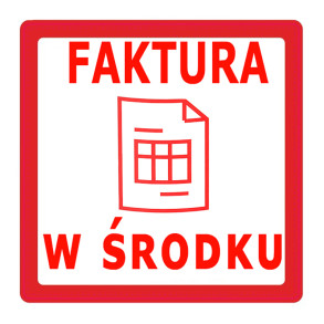 "Faktura w środku" Etykieta ostrzegawcza 100x100mm 500szt 40mm