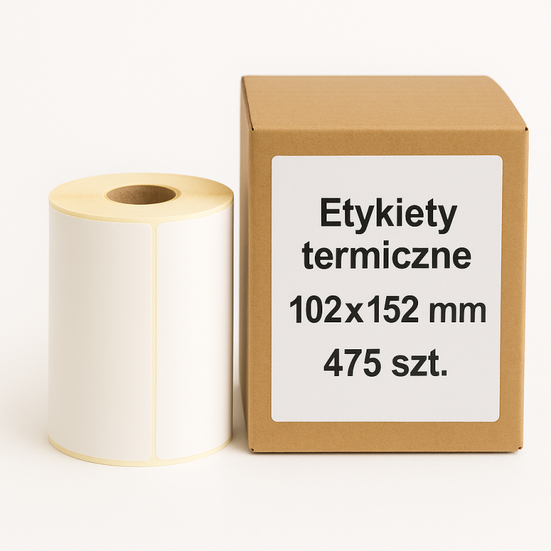 Etykiety termiczne 102x152mm 475szt 25mm białe