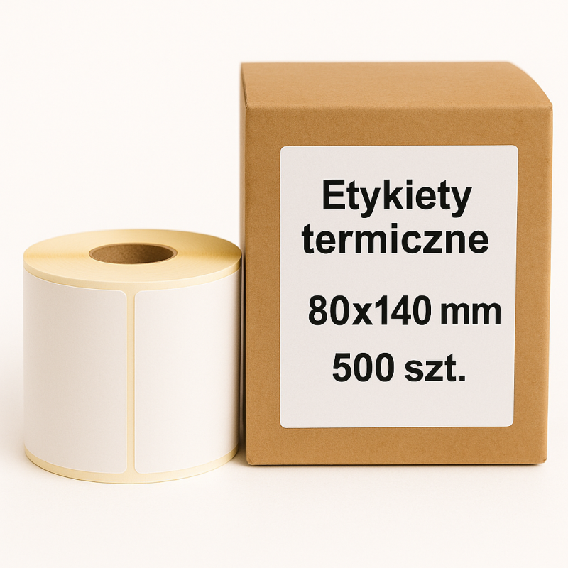 Etykiety termiczne 80x140mm 500szt 40mm białe