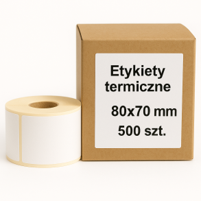 Etykiety termiczne 80x70mm 500szt 40mm białe