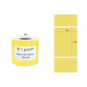 Etykiety Termiczne 100x170 500szt Gilza 40mm Żółte