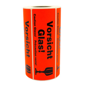 Etykiety "Vorsicht Glas!" 150x48mm 500szt 40mm