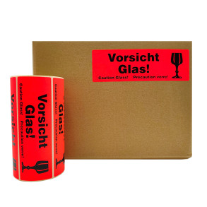 Etykiety "Vorsicht Glas!" 150x48mm 500szt 40mm