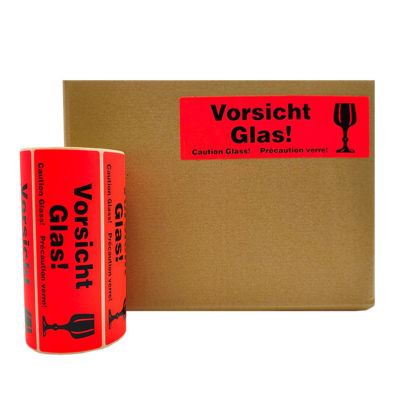 Etykiety "Vorsicht Glas!" 150x48mm 500szt 40mm