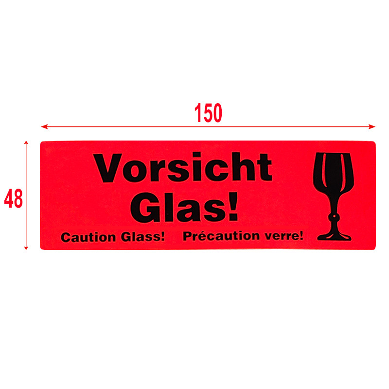 Etykiety "Vorsicht Glas!" 150x48mm 500szt 40mm